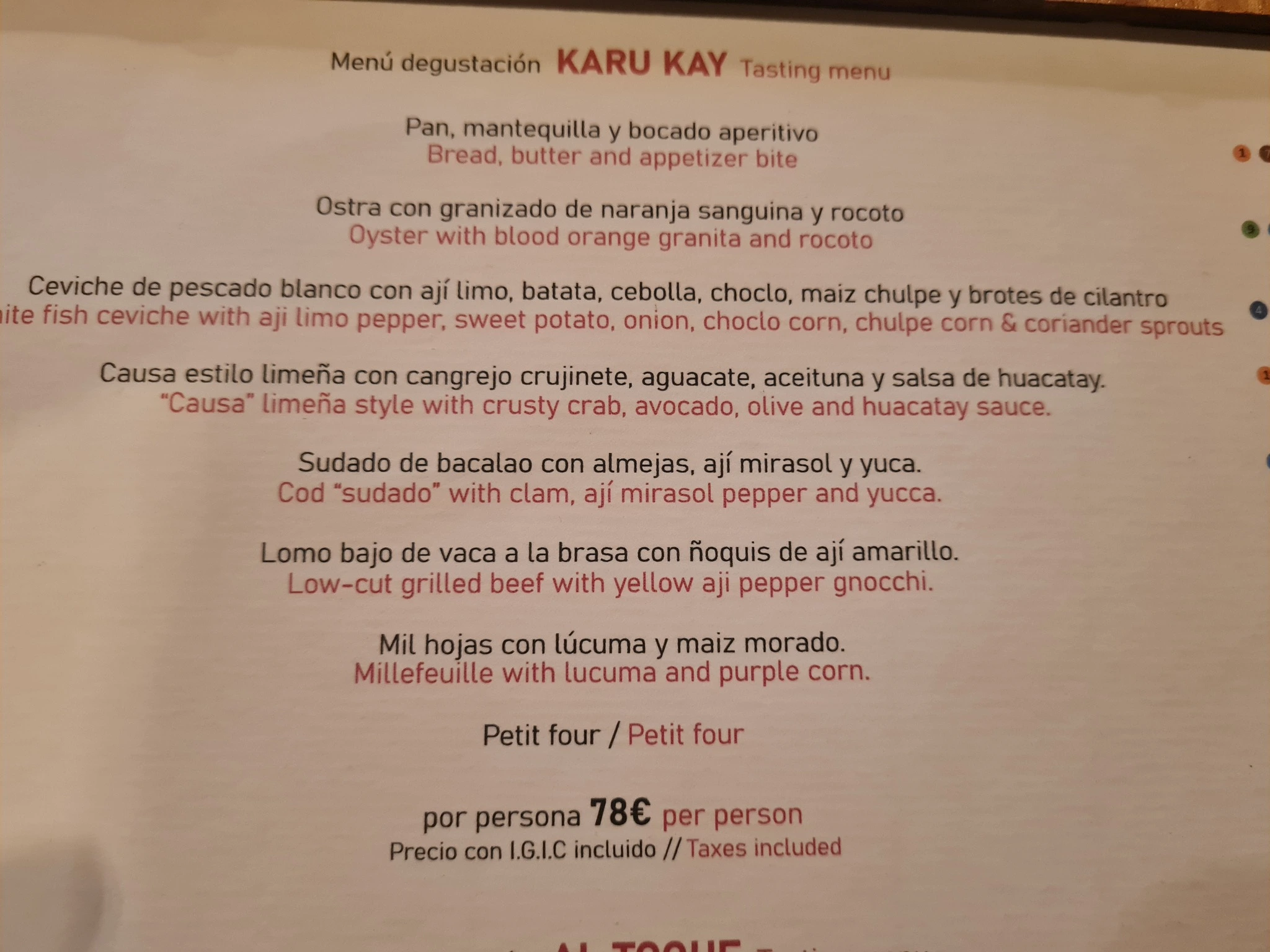 Restoran qapaq – menüü