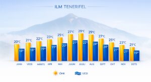 Ilm Tenerifel, keskmised õhu- ja veetemperatuurid