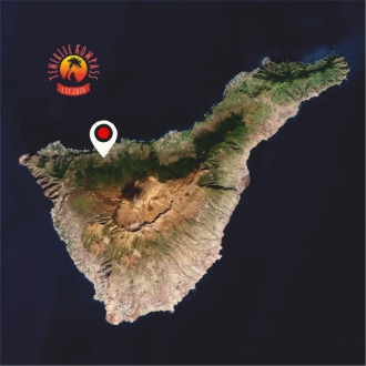 Tenerife saarestiku kaart satelliidipildil, näitab saare geograafiat ja maastikke.