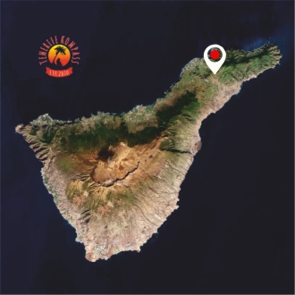 Kaart Tenerife saarest, näidates põhjaotsas asuvat punast markeri.