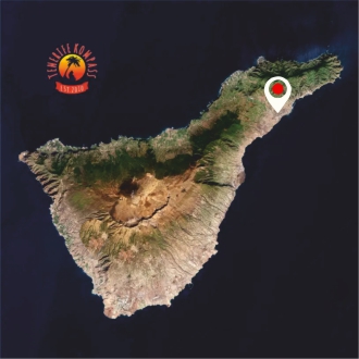 Kaart Tenerife saarest, näidates asukohta ja maastiku erinevusi.