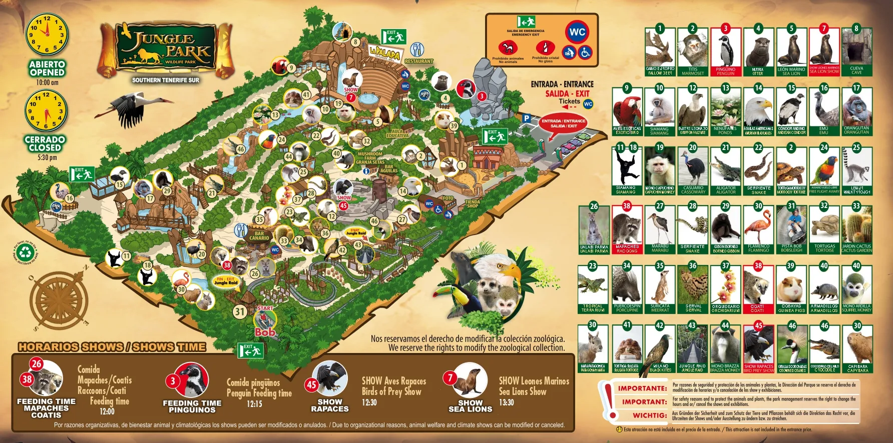 Jungle Park Tenerifel – pargi kaart